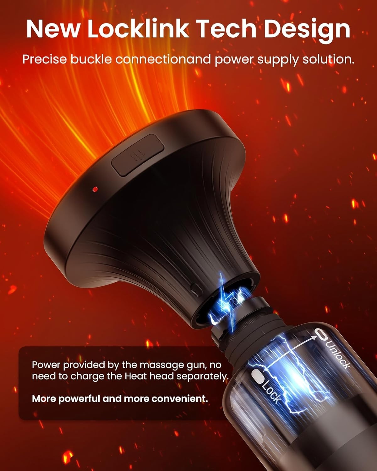 Deep Tissue Massage Gun with Heat Red Light Long Handle 32 Speeds Pain Relief