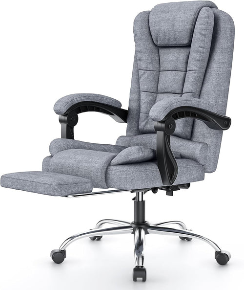 Grey Ergonomic Office Chair Recliner High Back Swivel Desk Computer Seat Footres