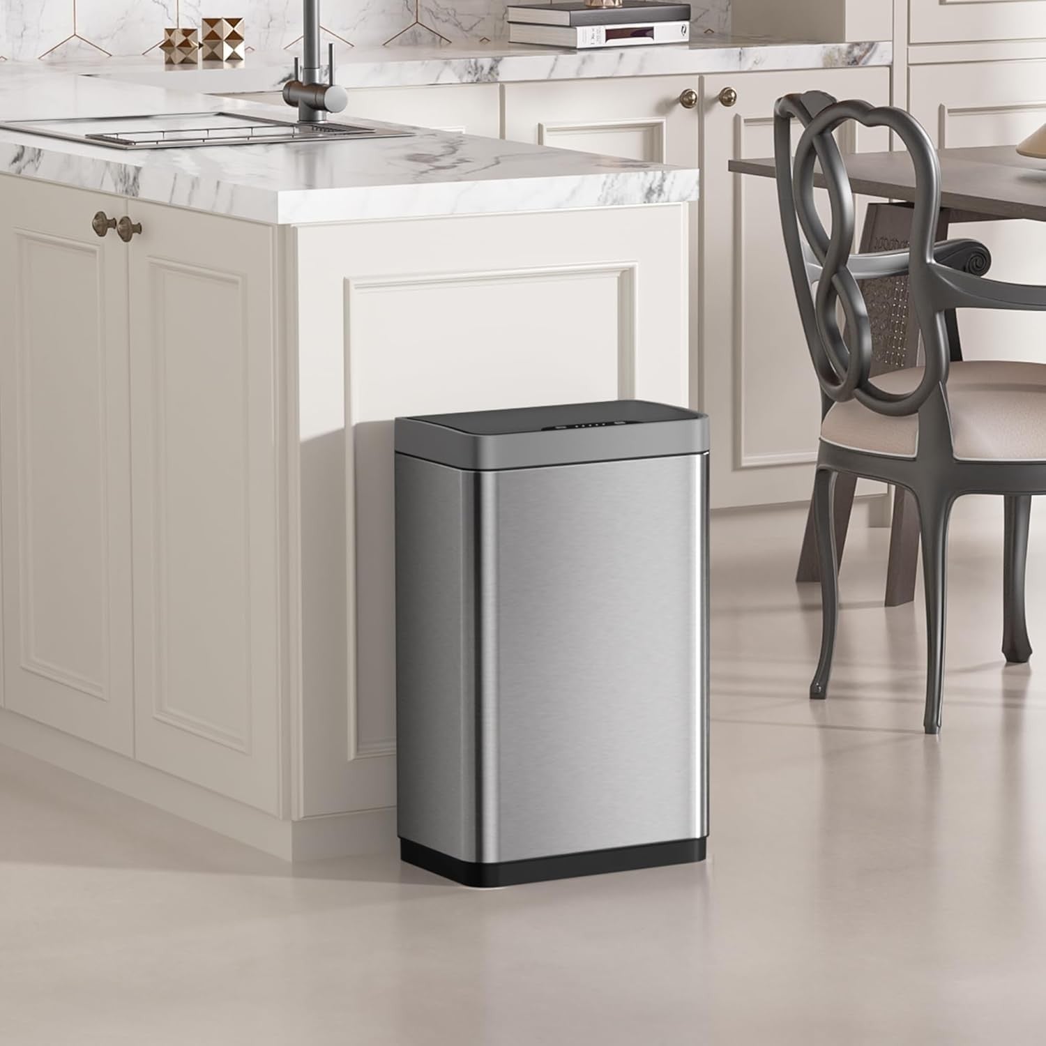 50L Touchless Kitchen Bin Motion Sensor Stainless Steel Silver