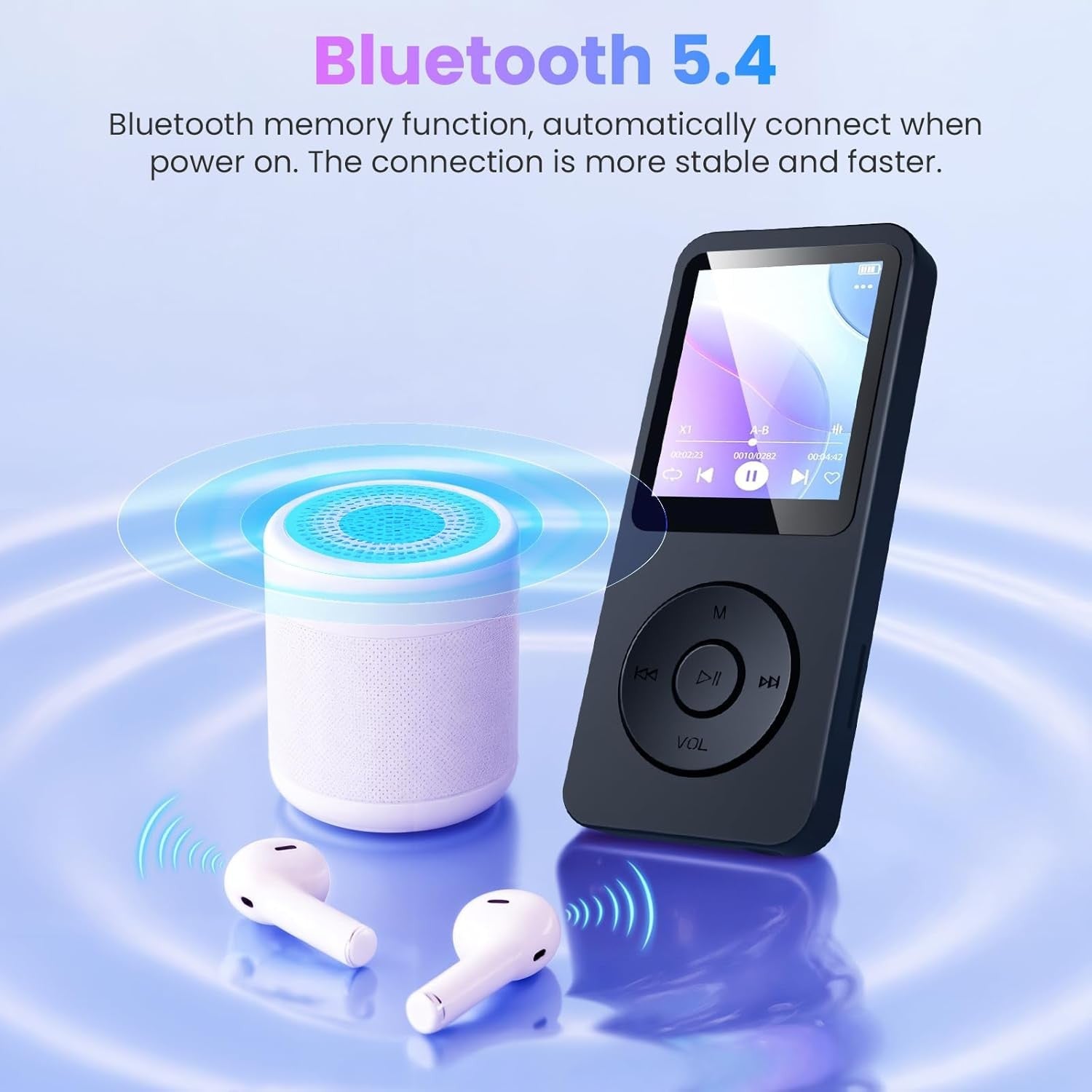 64GB MP3 Player Black Bluetooth 5.3 1.8" TFT FM