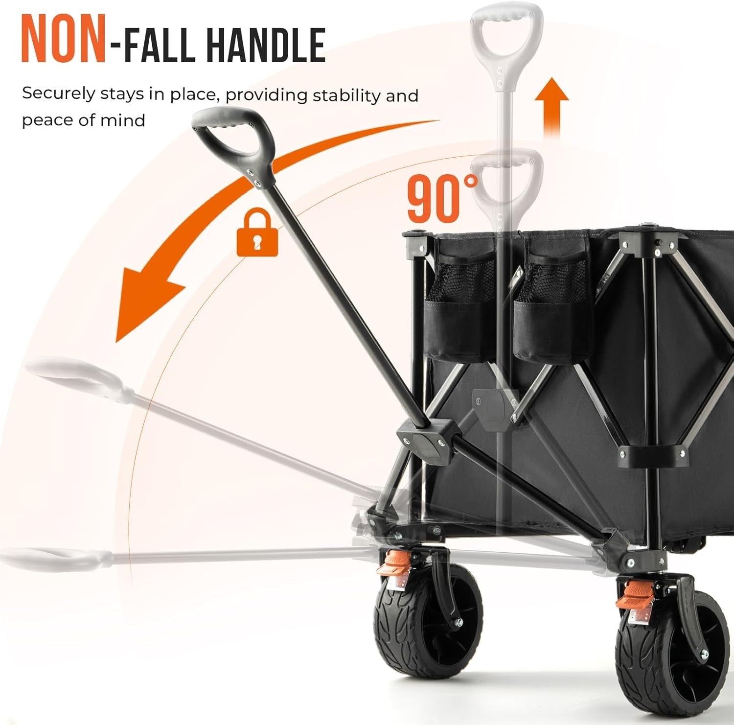 Black Extra Large 300L Folding Camping Wagon 200kg All Terrain Trolley