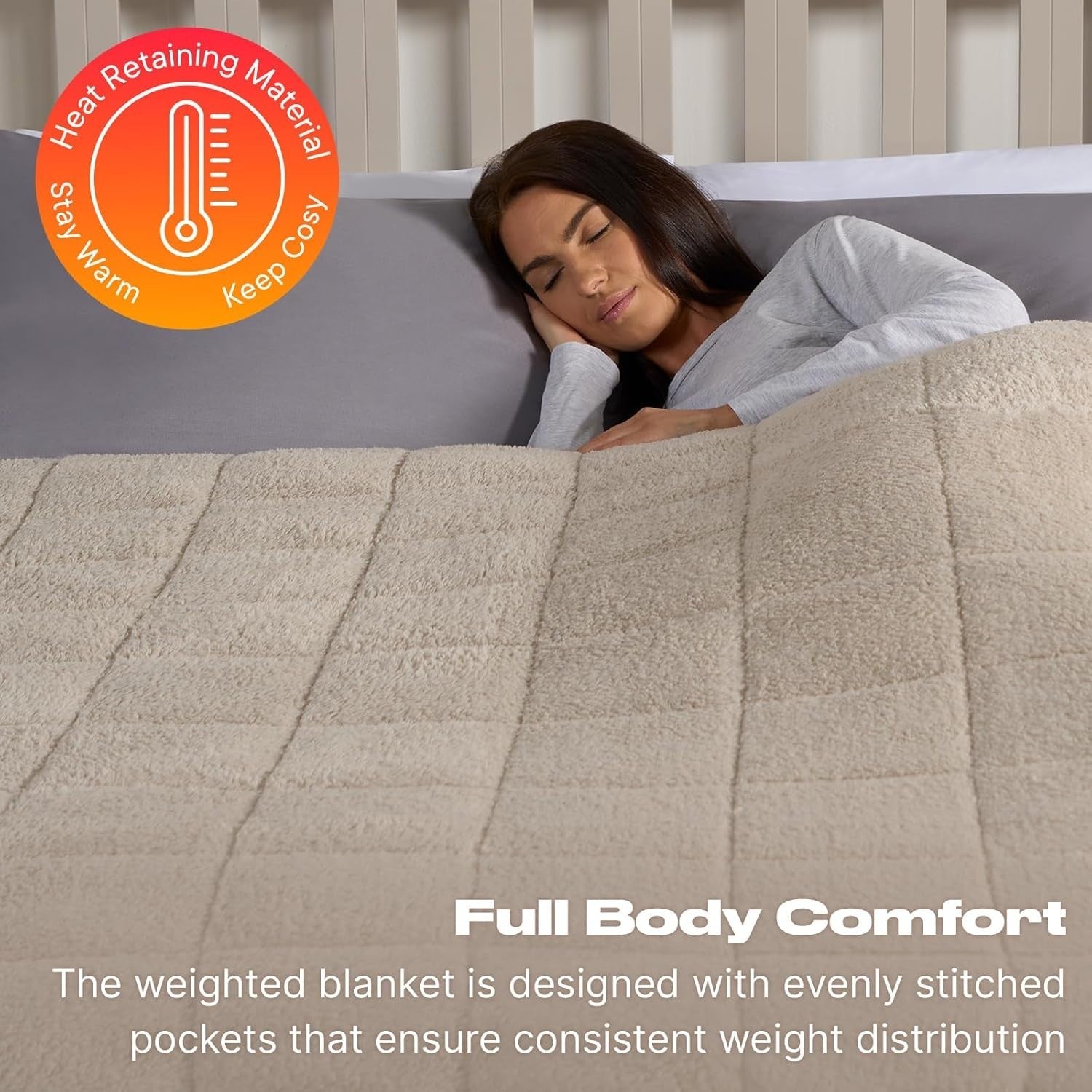 Teddy Fleece Weighted Blanket Natural 8kg 150x200cm Calming Comfort
