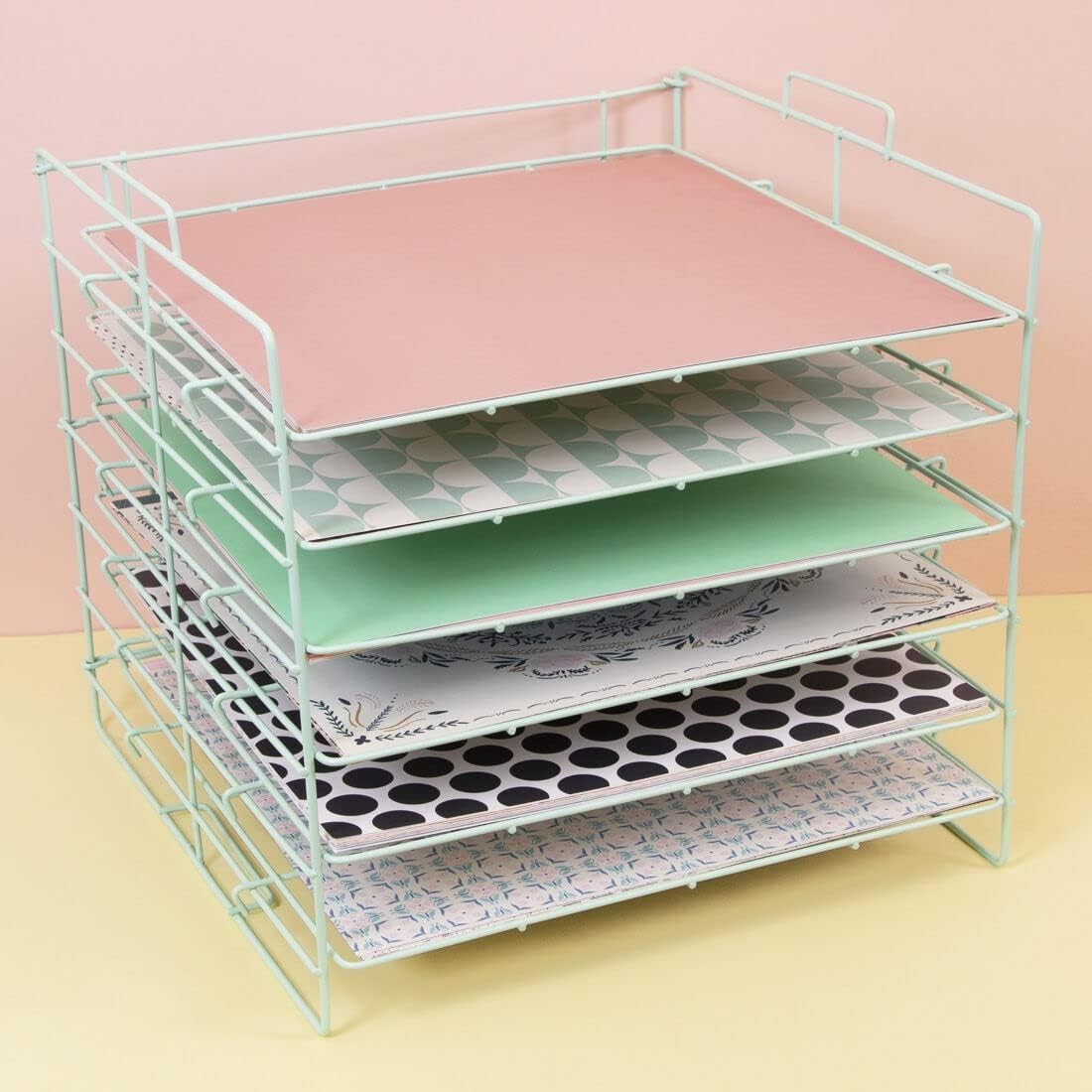 6-Tier Desktop Paper Organizer Tray | Stackable Craft & Scrapbook Storage