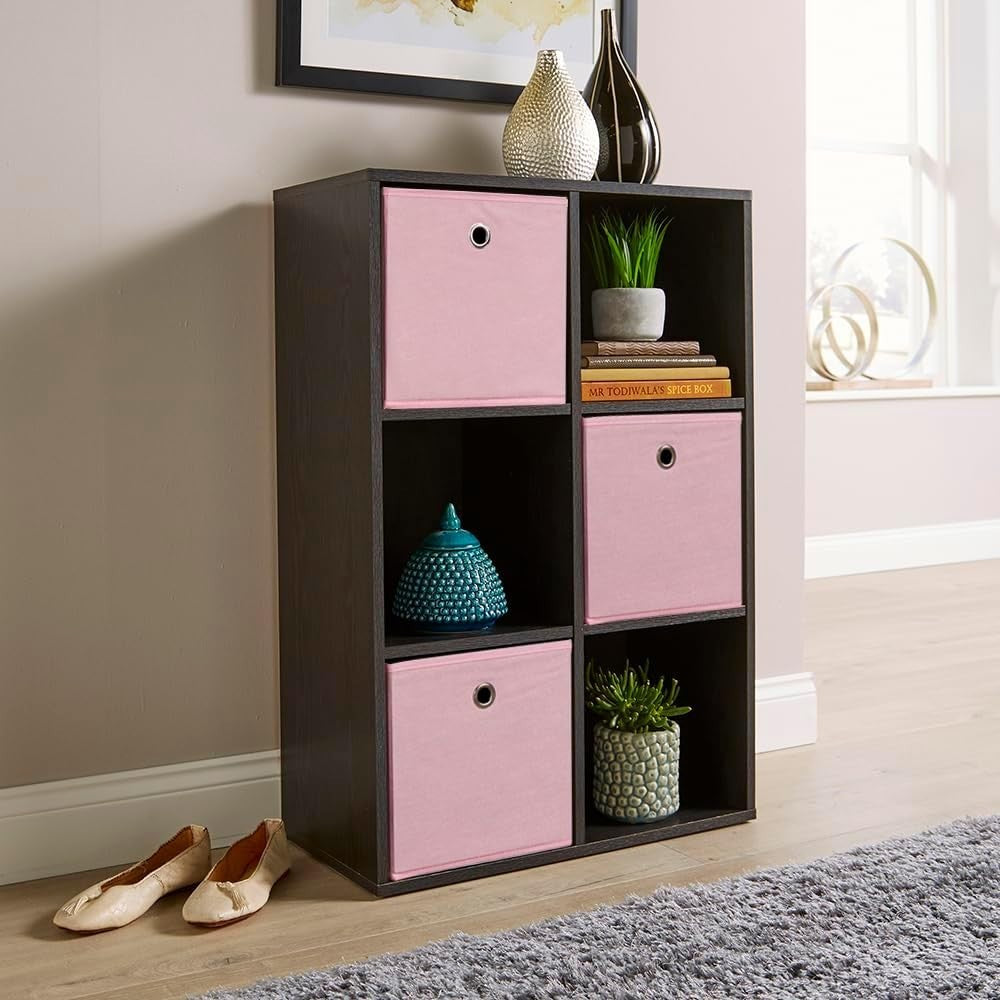 6 Cube Storage Shelf Black Wooden Bookcase Display Unit 90cm