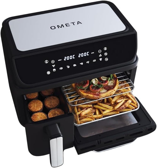 Dual Zone Air Fryer Oven Combo 9.5L Sync Cook 10 Presets Window Black