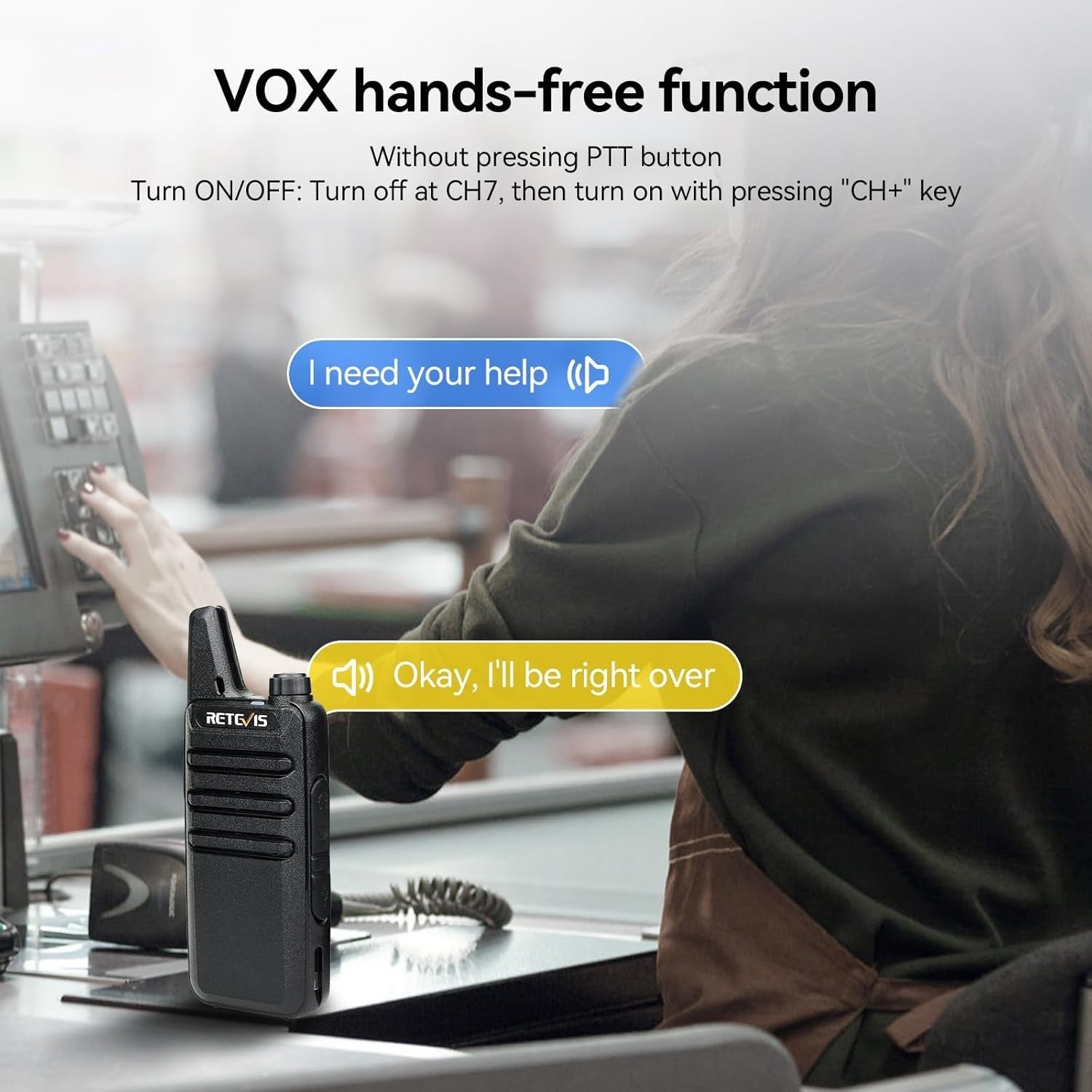 Mini Rechargeable Walkie Talkies VOX PMR446 Portable Radio 4 Pack