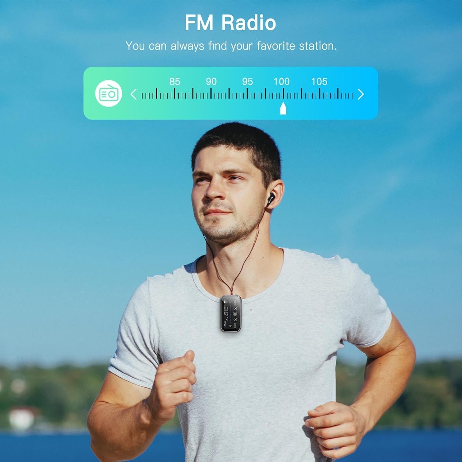 32GB Bluetooth 5.3 MP3 Player 1.47" Touchscreen Clip FM Radio HiFi