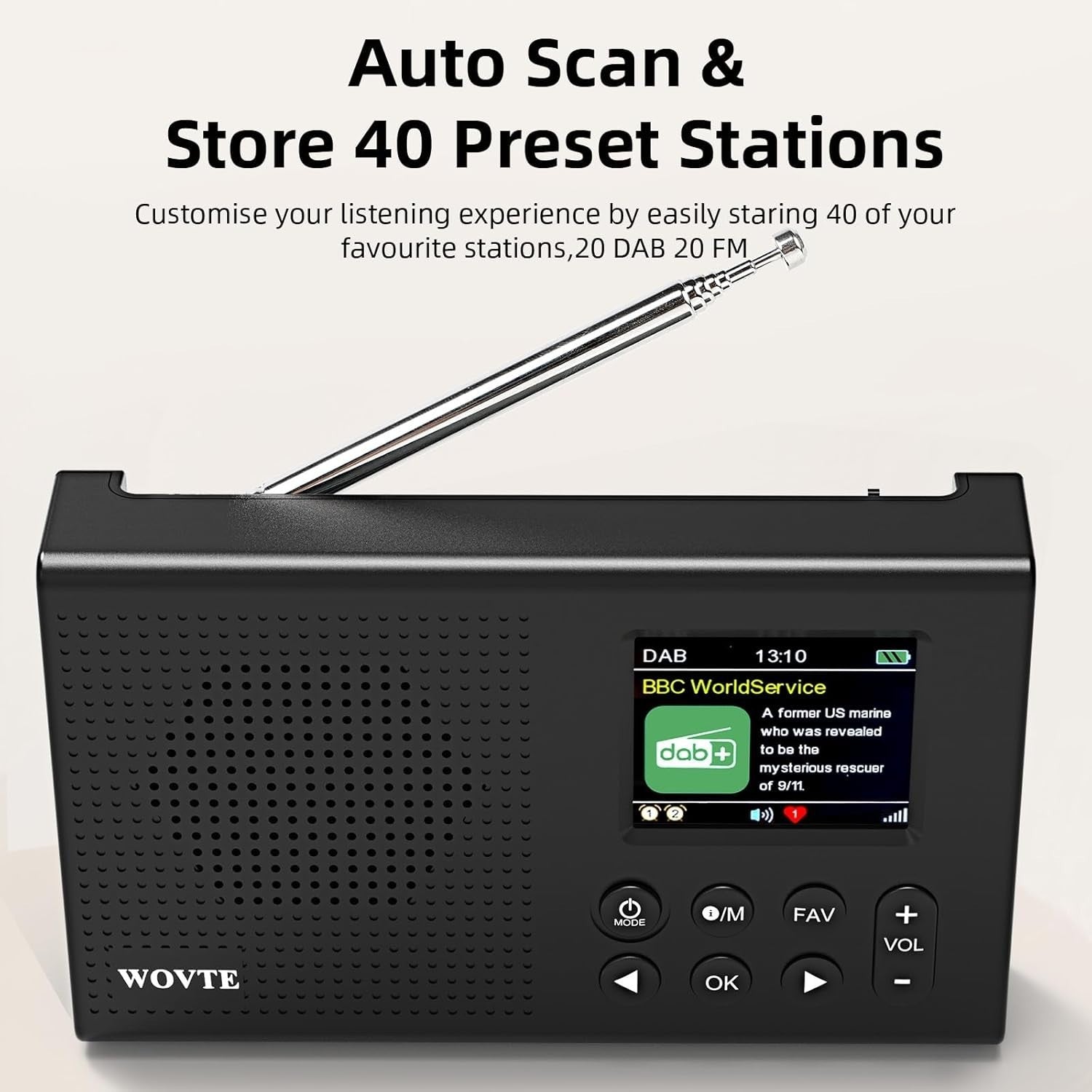 Portable DAB+ FM Radio Bluetooth USB Alarm Clock Rechargeable