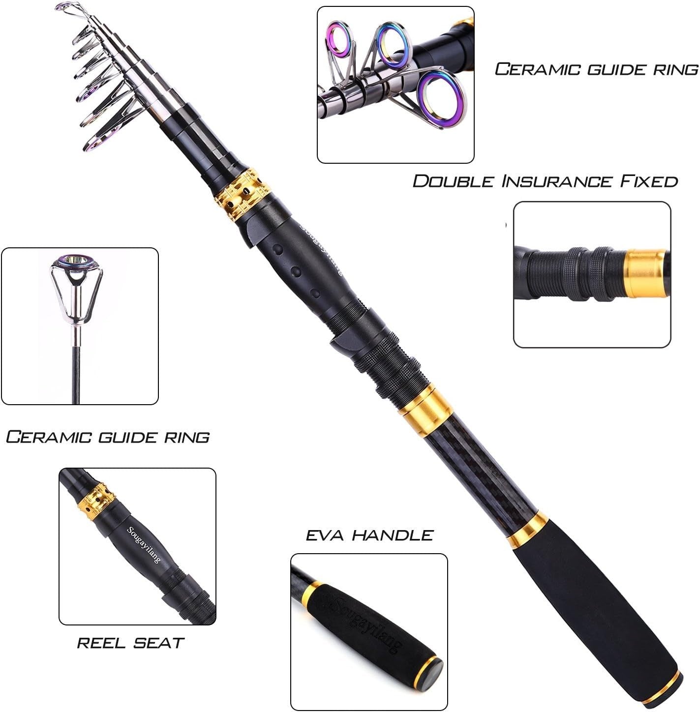 Telescopic Fishing Rod & Spinning Reel Combo Complete Travel Kit