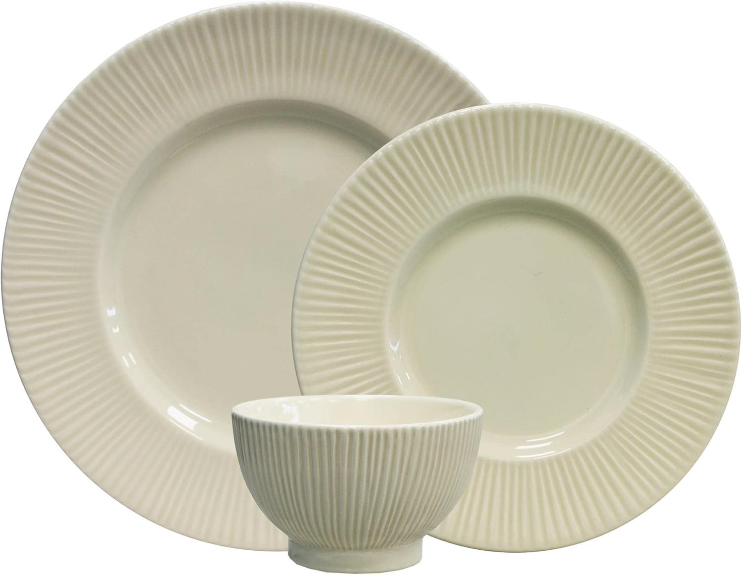 12pc Earthenware Dinner Set Plates Bowls Microwave Dishwasher Safe Service for 4