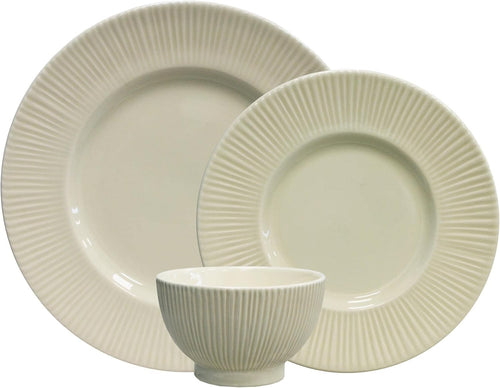12pc Earthenware Dinner Set Plates Bowls Microwave Dishwasher Safe Service for 4
