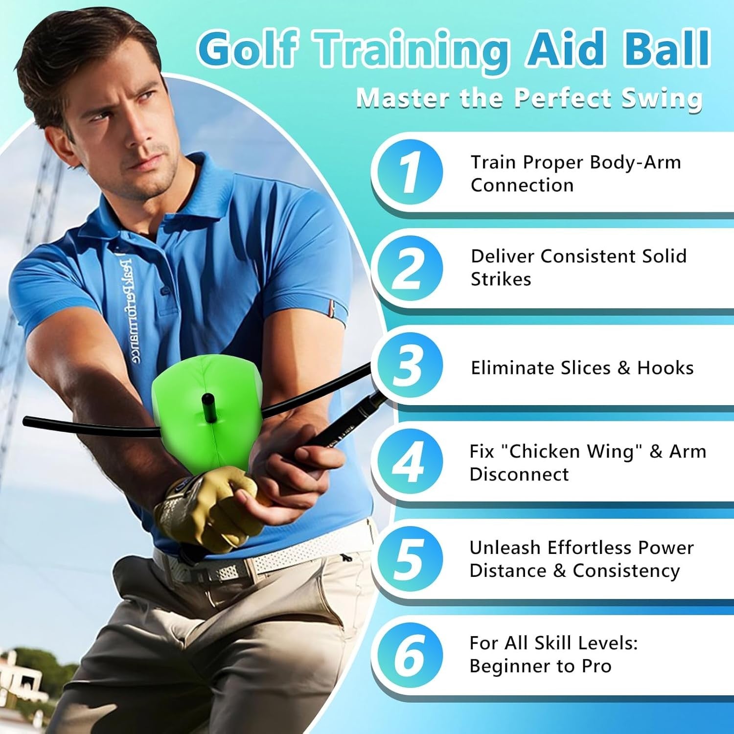 Golf Swing Training Aid Ball Improve Posture Arm Alignment