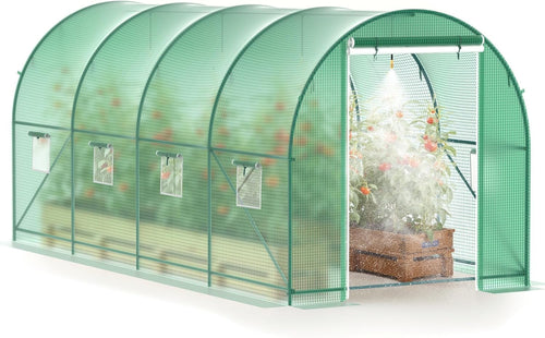 Walk-In Greenhouse 15x7x7ft | Heavy Duty Steel Frame & PE Cover