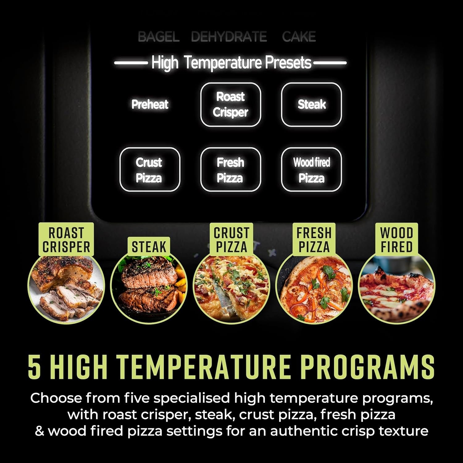 Electric Pizza Oven 2000W Turbo Crisper | 400°C Max Heat | 15 Cooking Functions