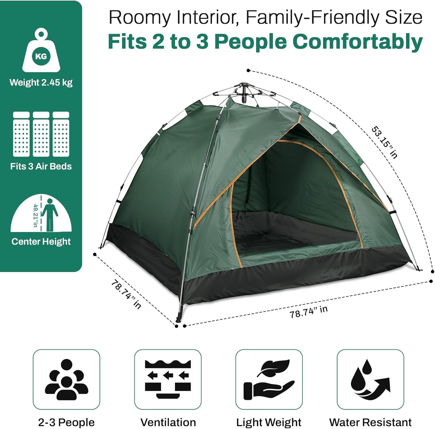 4 Person Automatic Camping Tent Hydraulic Dome Waterproof