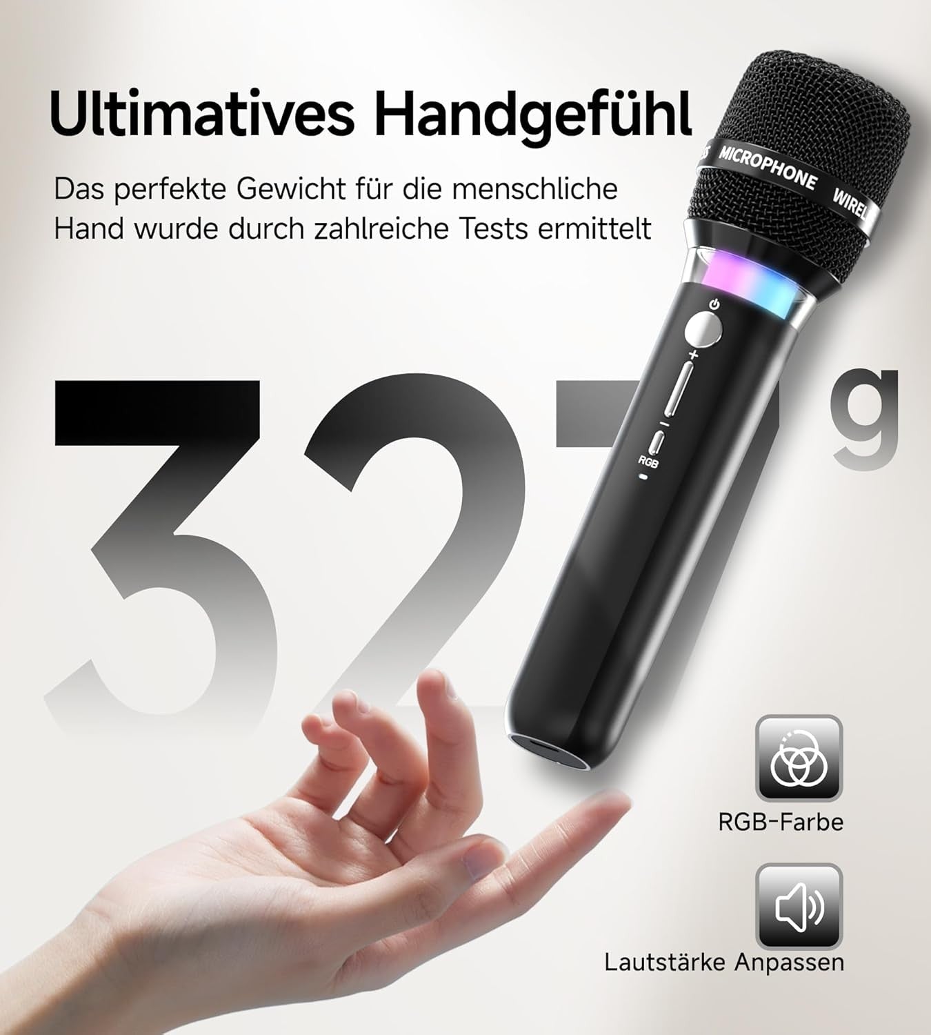 Black Portable Karaoke Machine 2 Wireless RGB Mics 13H Play