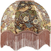 Victorian Vintage Lamp Shade Floral Birds Tassels Green Blue 36cm
