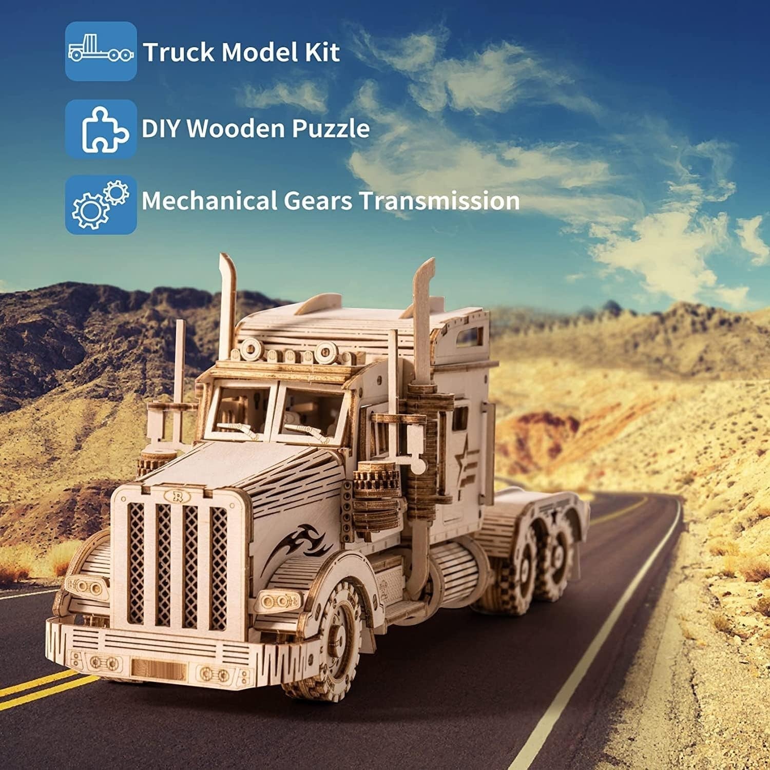 3D Wooden Truck Model Kit DIY Puzzle for Adults Teens – No Glue Needed