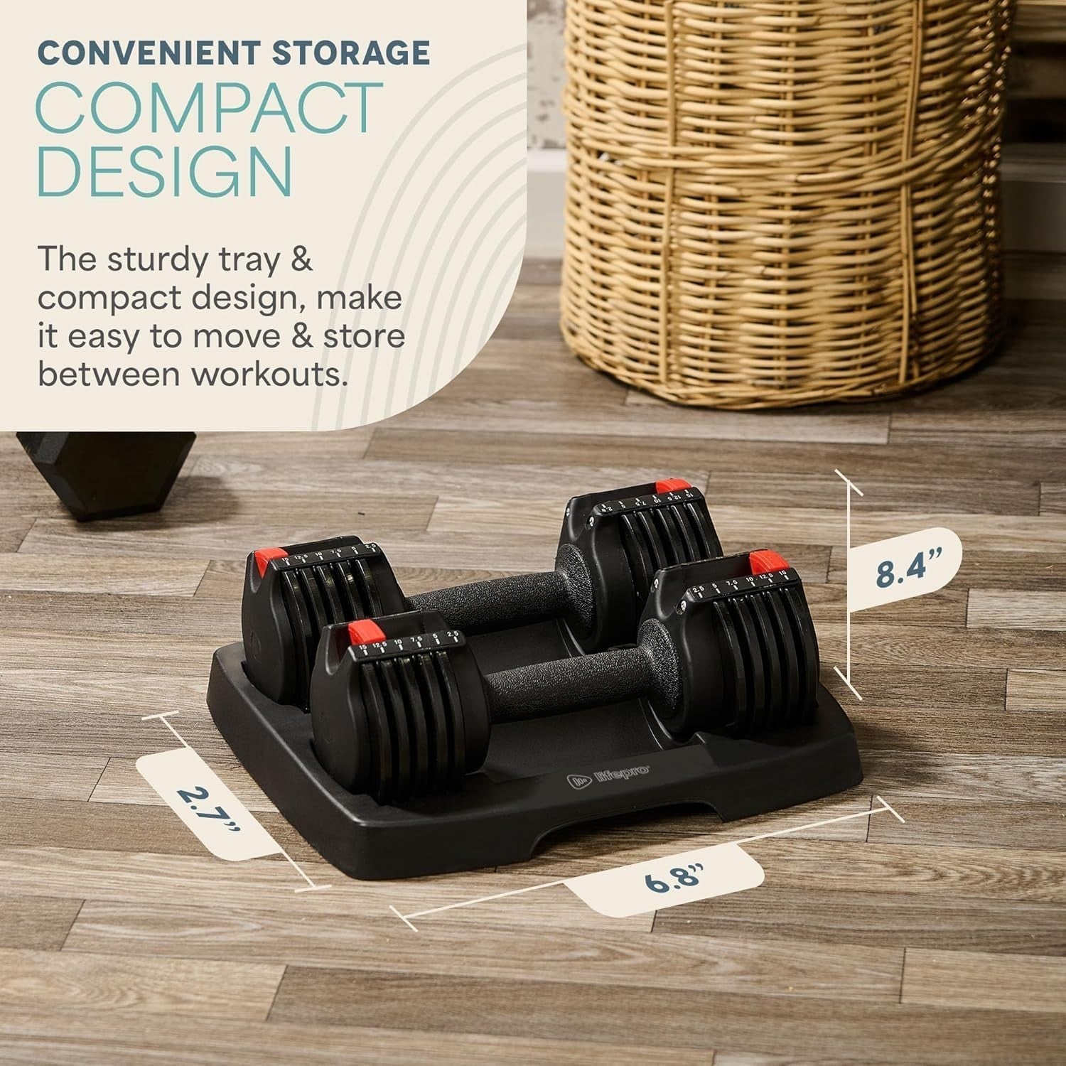 Adjustable Dumbbells Pair 6-in-1 Compact Quick Adjust Home Gym Weights