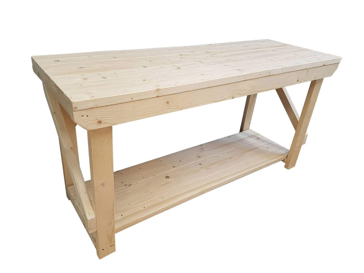 6ft Heavy Duty Wooden Workbench Strong Softwood Garage Workshop Table