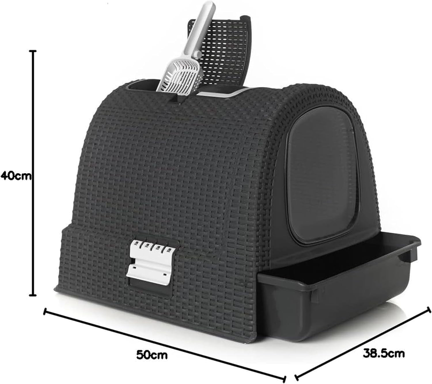 Covered Cat Litter Box Drawer System Odor Filter Scoop Easy Clean