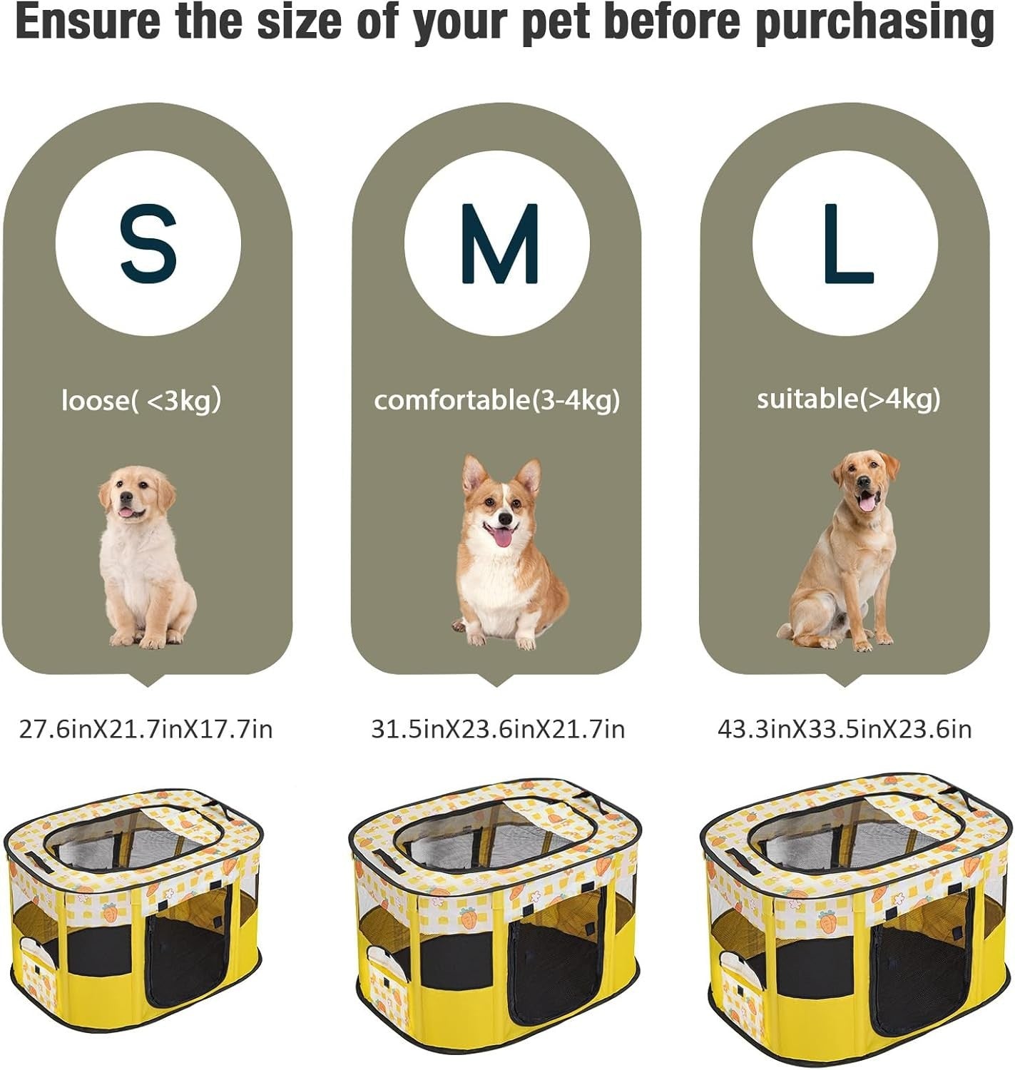 Foldable Pet Playpen Portable Dog Cat Crate Indoor Outdoor Travel Pet Cage