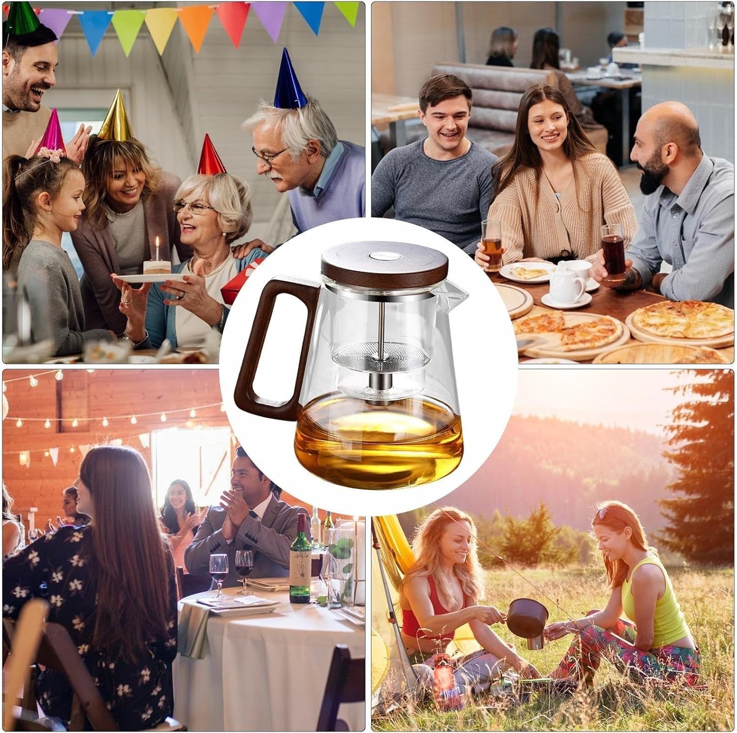 800ml Glass Teapot with Infuser Heat Resistant Spillproof Tea Pot