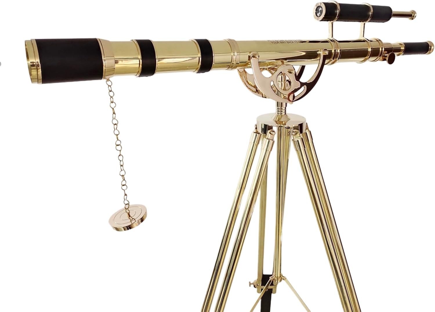 Brass Floor Telescope 65" Nautical Decor Tripod Stand Shiny Brass Finish