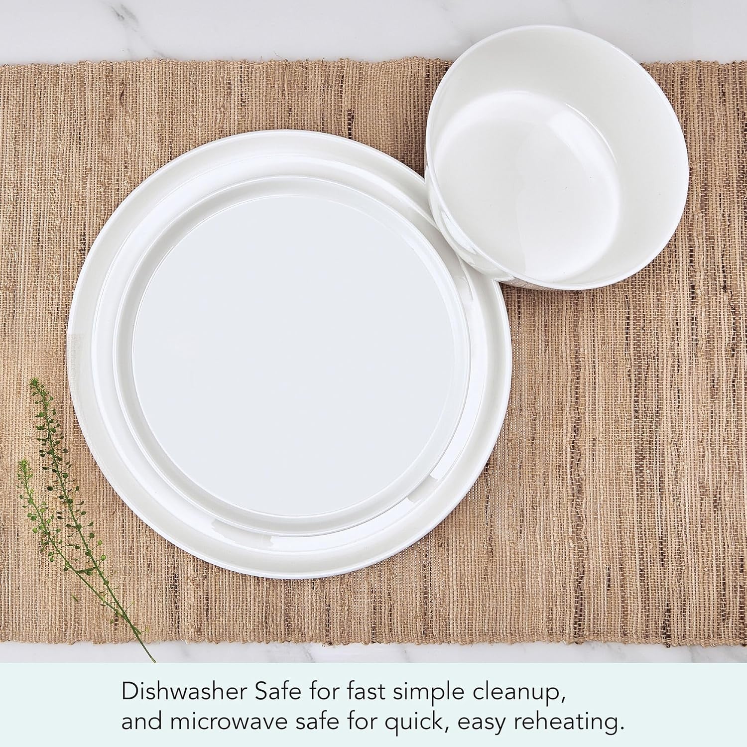12 Piece Bone China Dinner Set Chip Resistant Plates Bowls White Service 4