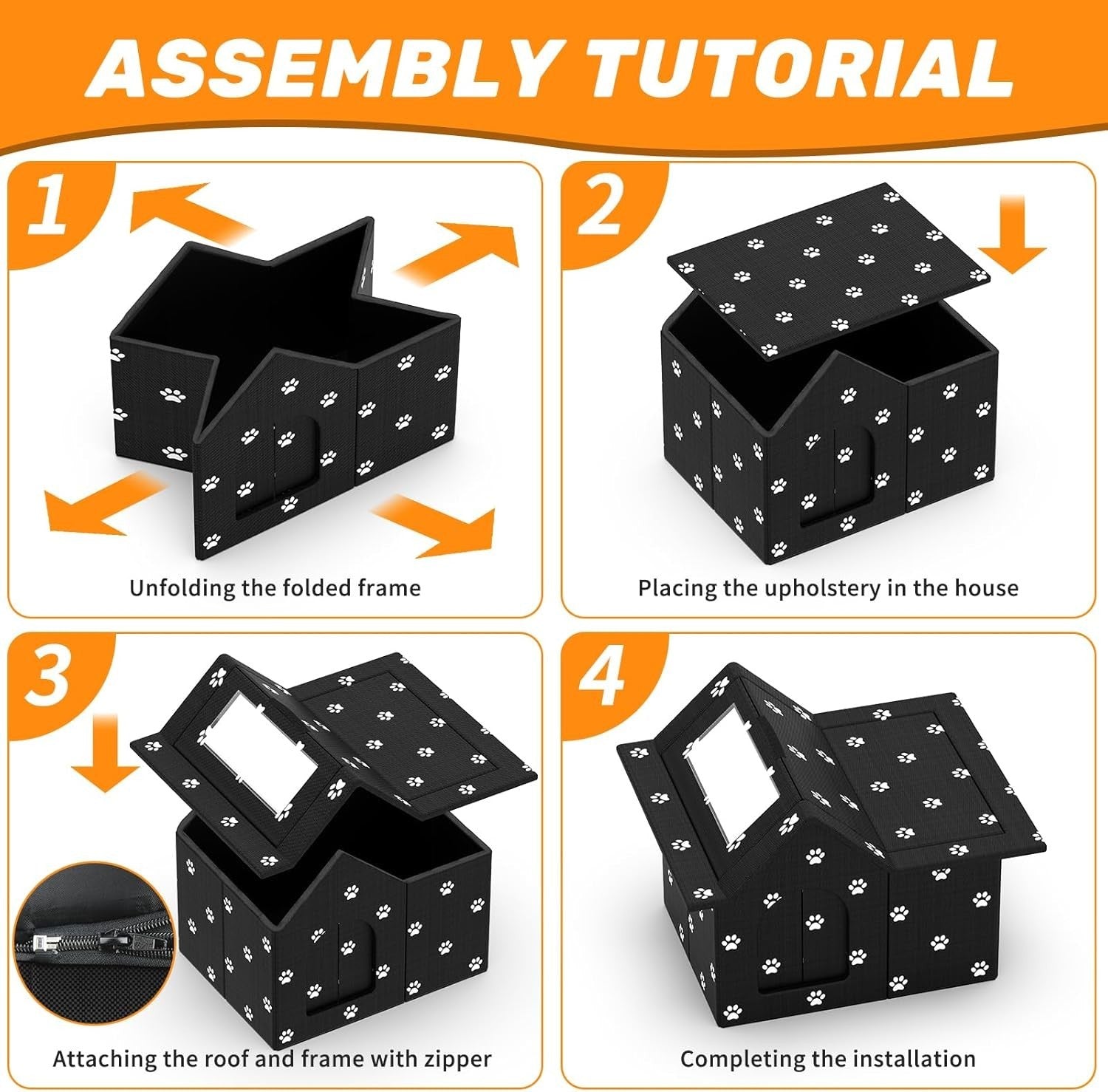 Waterproof Foldable Outdoor Cat House with Soft Mat– Winter Shelter 33x38x43cm
