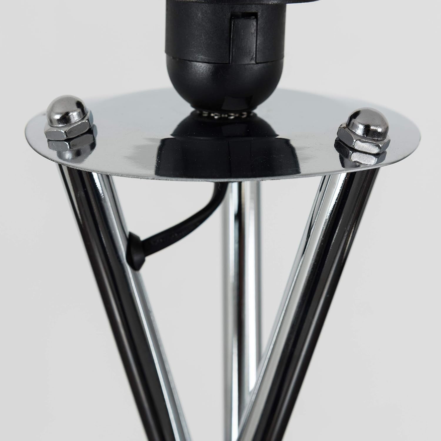 Tripod Floor Lamp Chrome Beige Gold Shade Modern Standing Living Room Light