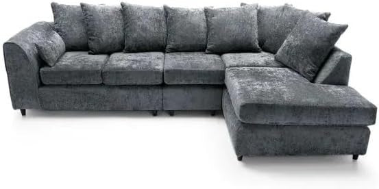 Grey 5-Seater Corner Sofa Right Hand L-Shape Alaska Fabric Modular Couch