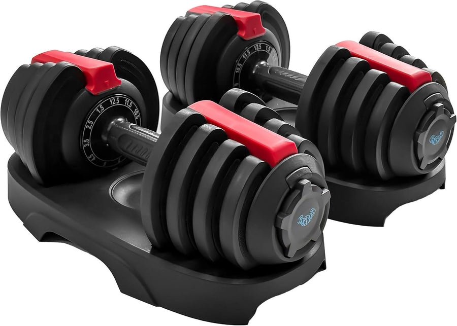 Adjustable Dumbbells Pair Space-Saving Smart Click Home Gym Weights