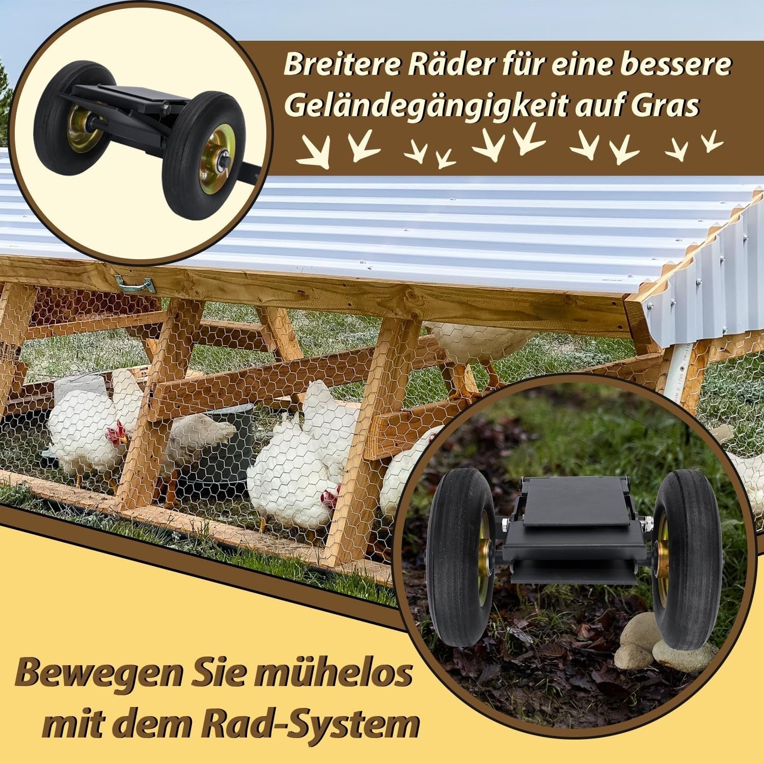 Chicken Coop Wheels Kit Heavy Duty Tractor Mover Lift System