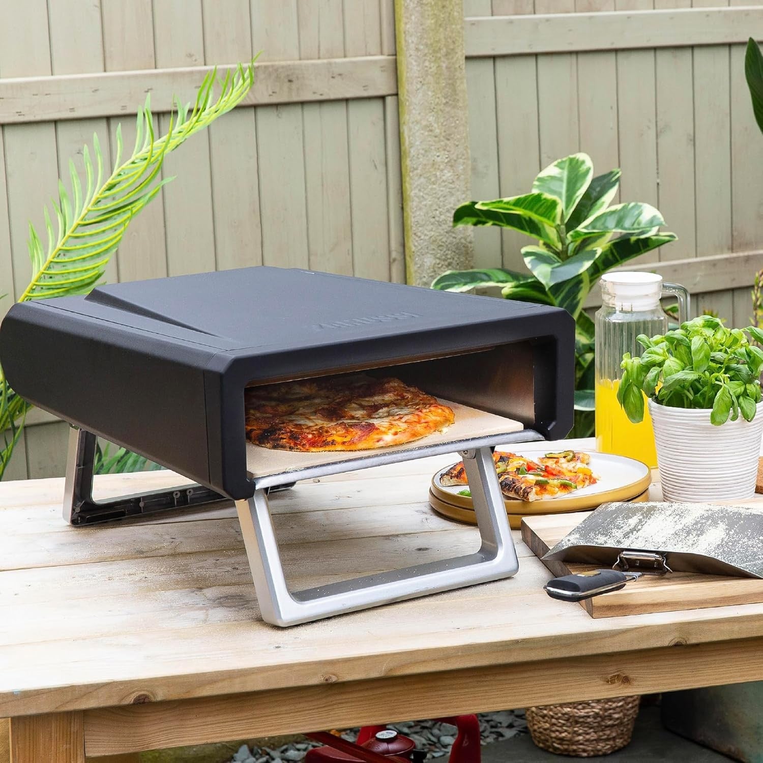 12" Gas Pizza Oven Outdoor BBQ Grill with Paddle & Waterproof Cover Black
