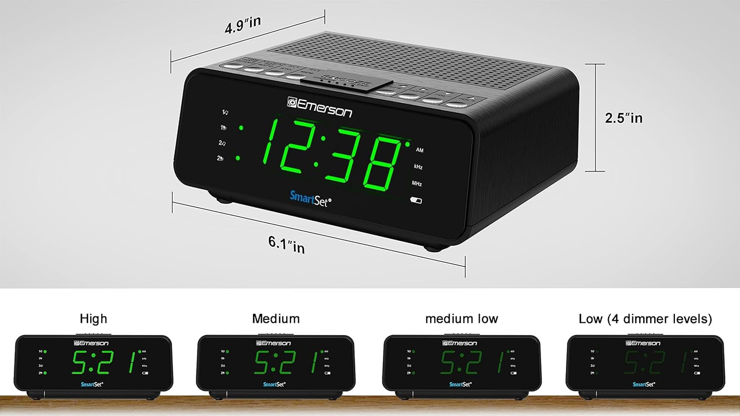 Alarm Clock Radio AM FM LED Display Dimmer Sleep Timer Bedside Clock