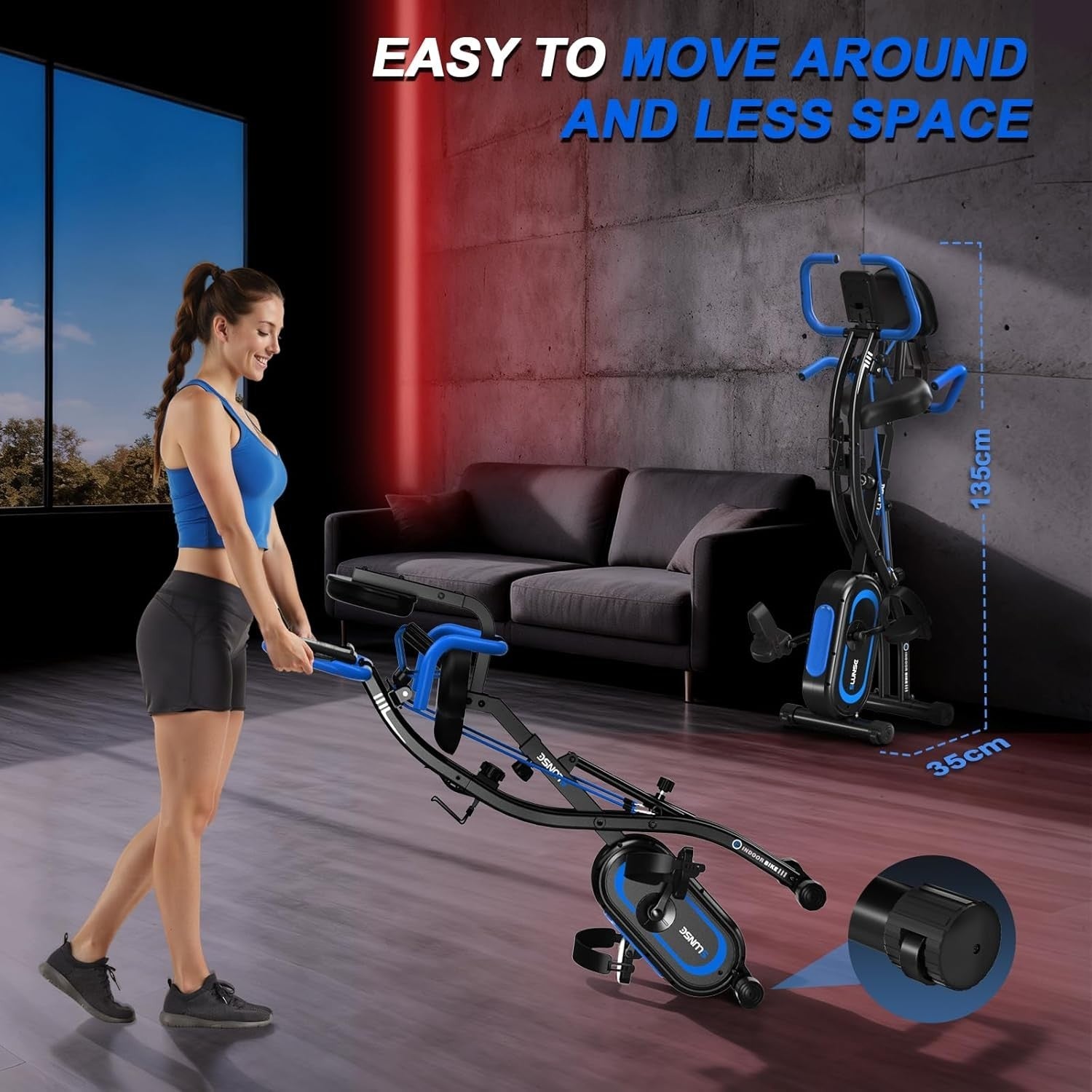 SLUNSE 5-in-1 Folding Exercise Bike, 16-Level Magnetic Resistance, 350lbs