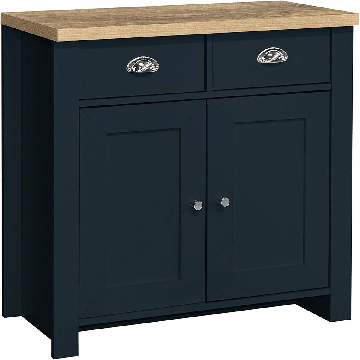 Blue Oak Sideboard 2 Drawer Storage Unit Cupboard Shabby Chic Cabinet