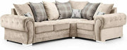 Beige Fabric Corner Sofa 4 Seater Left Hand L Shape with Cushions 220x160cm
