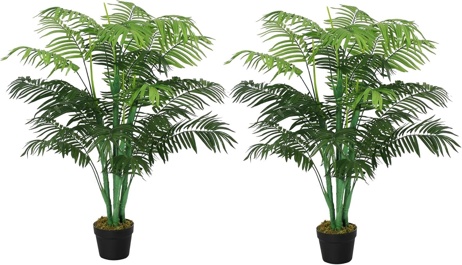 Set of 2 Artificial Palm Trees 125cm 4FT Faux Green Potted Home & Garden Decor