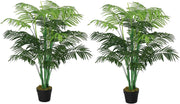 Set of 2 Artificial Palm Trees 125cm 4FT Faux Green Potted Home & Garden Decor