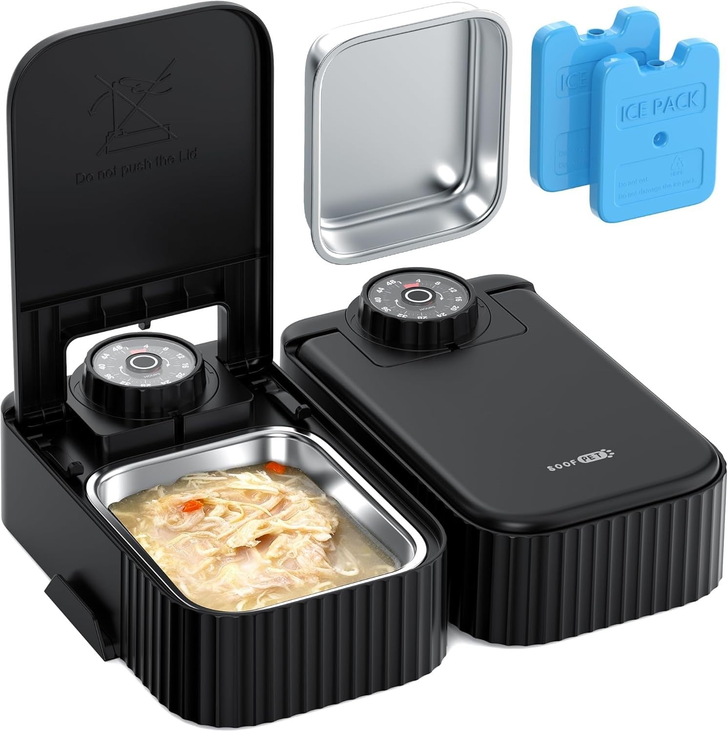 Automatic Cat Feeder Wet Dry Food 2 Meal Timer Stainless Steel Bowls