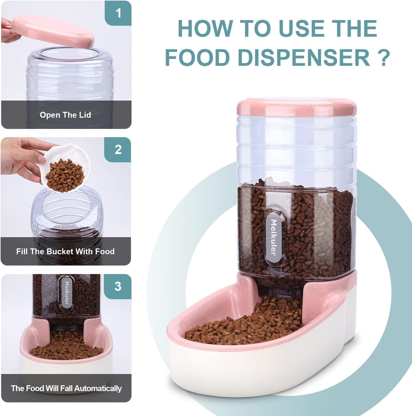 3.8L Pet Feeder & Water Dispenser Set Automatic Gravity Feeding Station