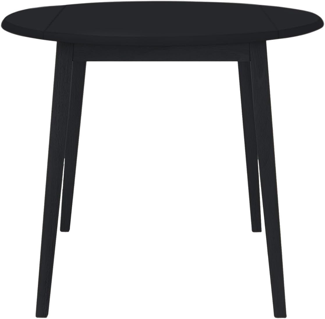 Round Drop Leaf Dining Table Small Folding Space Saving Kitchen Table Black