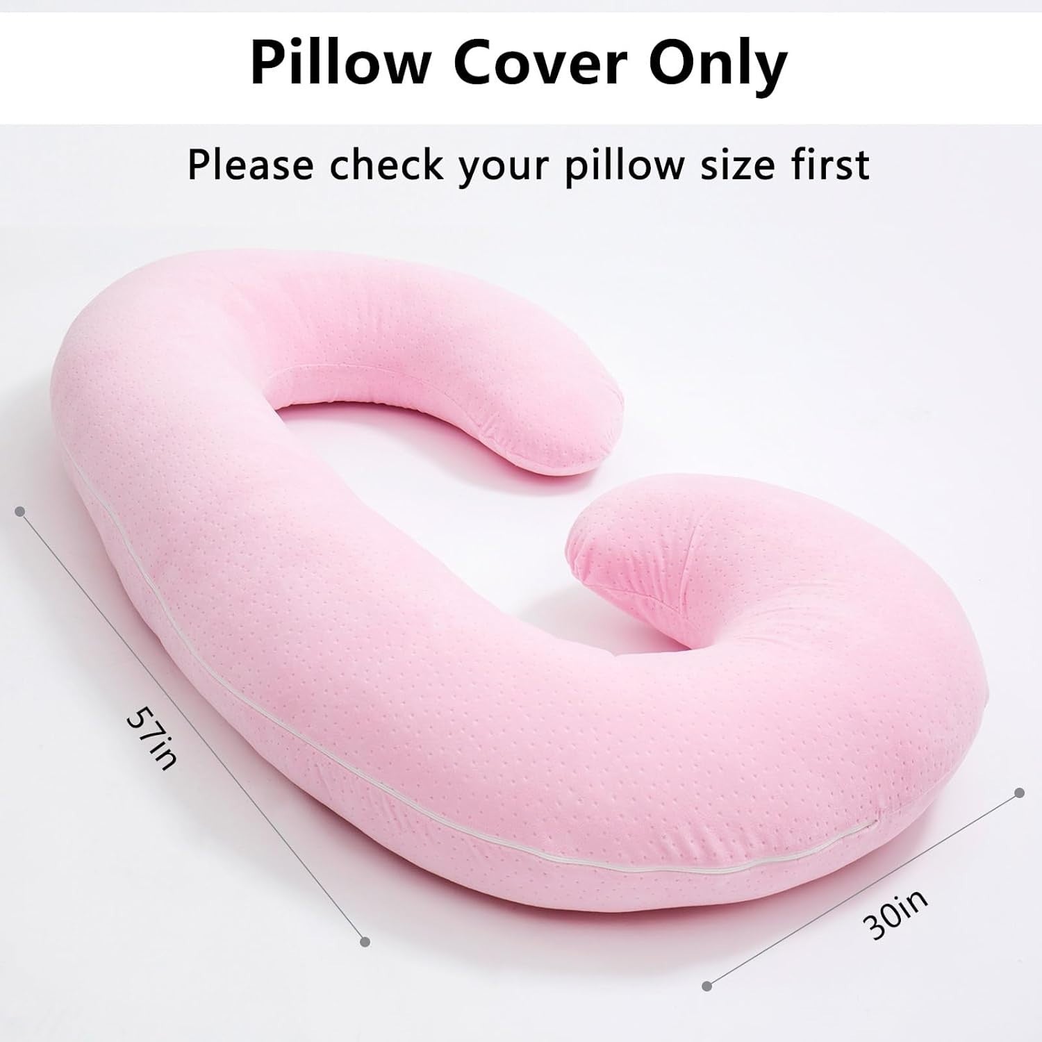 Pregnancy Pillow Cover C Shape Maternity Pillowcase Soft Washable 37” Pink