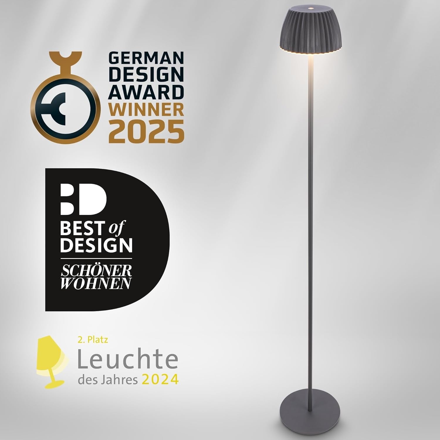 Rechargeable LED Floor Lamp Anthracite Touch Dimmable Wireless IP44