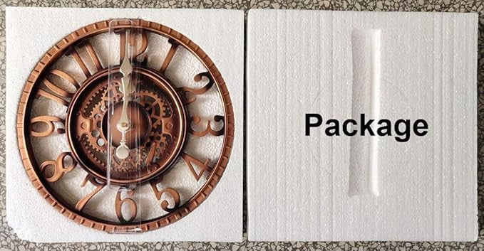 Large Outdoor Garden Wall Clock 30cm Vintage Copper Gear Design Rustic Quartz