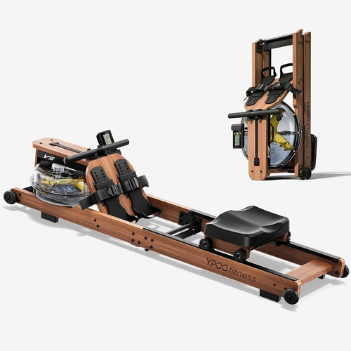 Foldable Water Rowing Machine Solid Wood Smooth Rail Adjustable Resistance Home