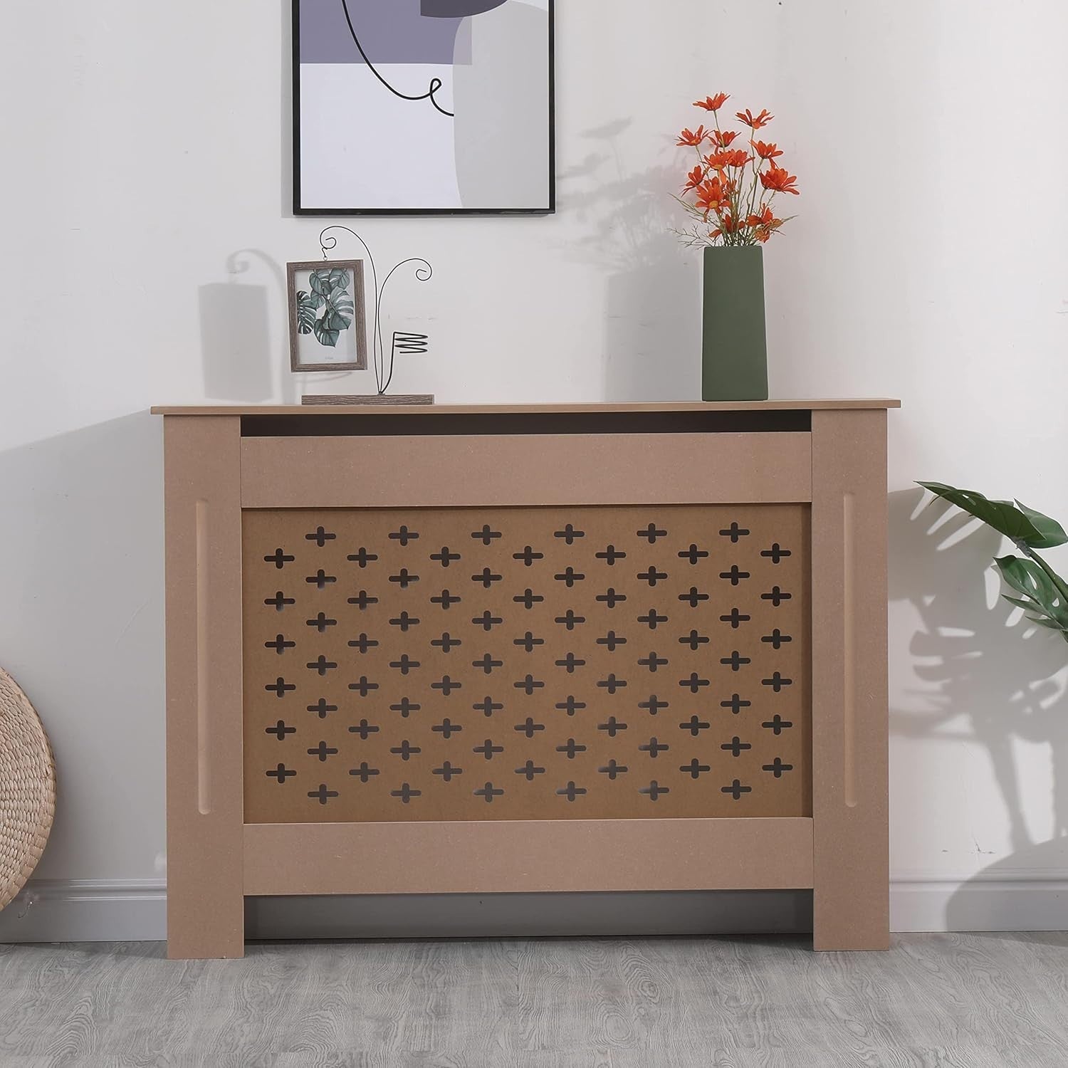 Medium Unfinished MDF Radiator Cover Decorative Cabinet 112x82x19cm