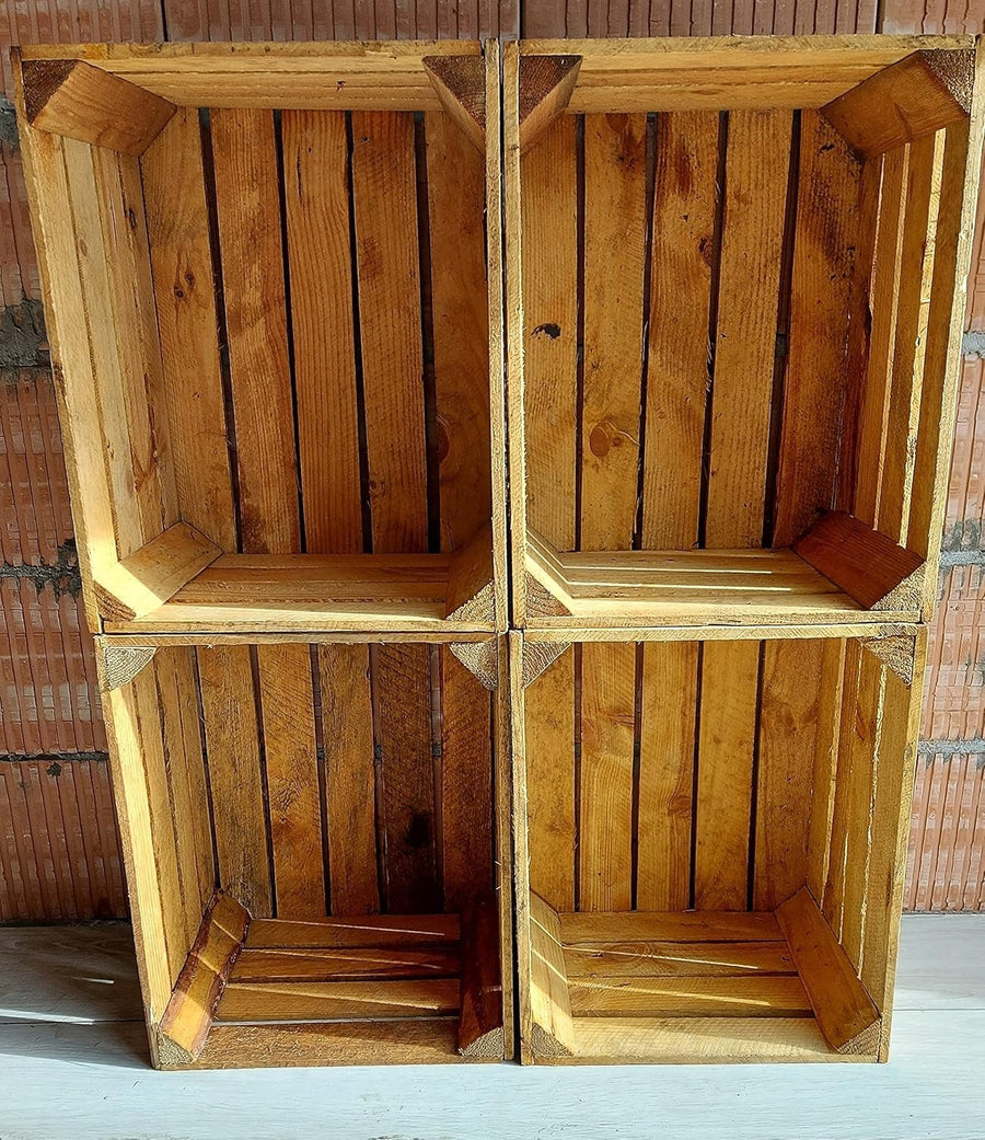 Wooden Storage Crates 50x40x30cm – Rustic Medium Fruit Boxes & Decorative Bins